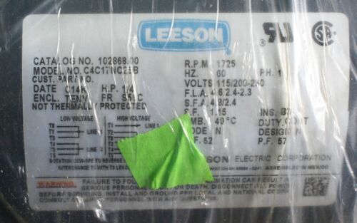 One Leeson 102868 General Purpose Electric Motor AC 1725RPM 1/4HP 60HZ S56C NEW - Picture 4 of 16