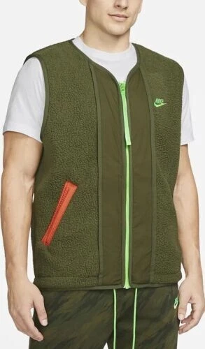 Nike Sportswear Men’s ROUGH High Pile Zipper fleece Vest Green SZ:M DD5025 326