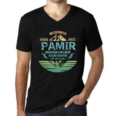 Herren Grafik T-Shirt V-Ausschnitt Outdoor-Abenteuer Wildnis Bergforscher pamir