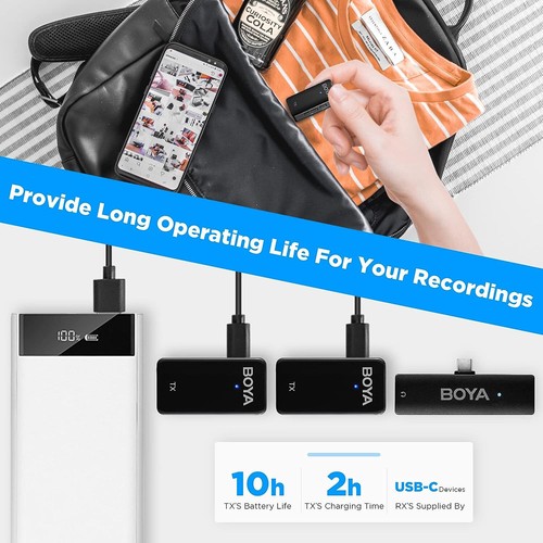 BOYA Wireless Lavalier Microphone System iPhone iPad iOS Clip On Mic BY-WMic5-M4 - Picture 3 of 4