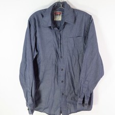 Wrangler Jeans Men's Gray Striped Long Sleeve Button Down Shirt Size Medium