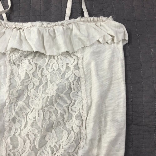 Vintage Abercrombie Fitch Camisole Women Medium White Lace Cropped Ruffle Y2K - Picture 14 of 24