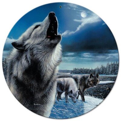 MOON WOLF WOLVES HOWL NIGHT Pendant 925 Sterling Silver 20'' Necklace gold gift  
