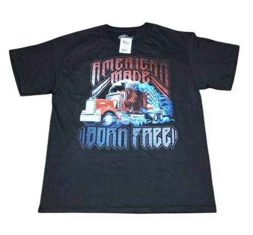 American Made Born Free Simi Truck Trucker T-Shirt Eagle Mens Size Large New NWT - Picture 2 of 5