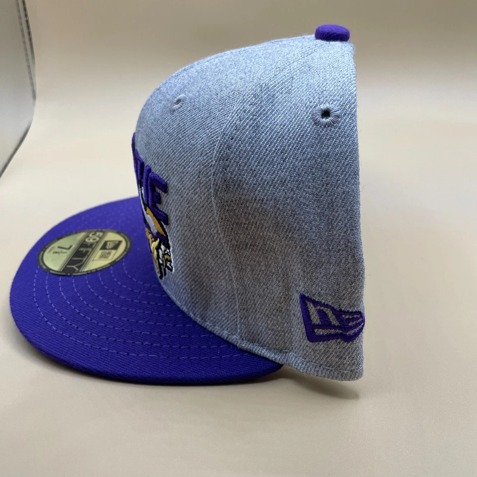 NUEVO Sombrero Minnesota Vikings 7 1/8 Gris Púrpura Defender el Norte Gorra NFL Ajustada Hombres Foto 4 de 4