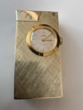 Buler Flint Lighter Watch Clock Swiss Made Gold Tone Vintage