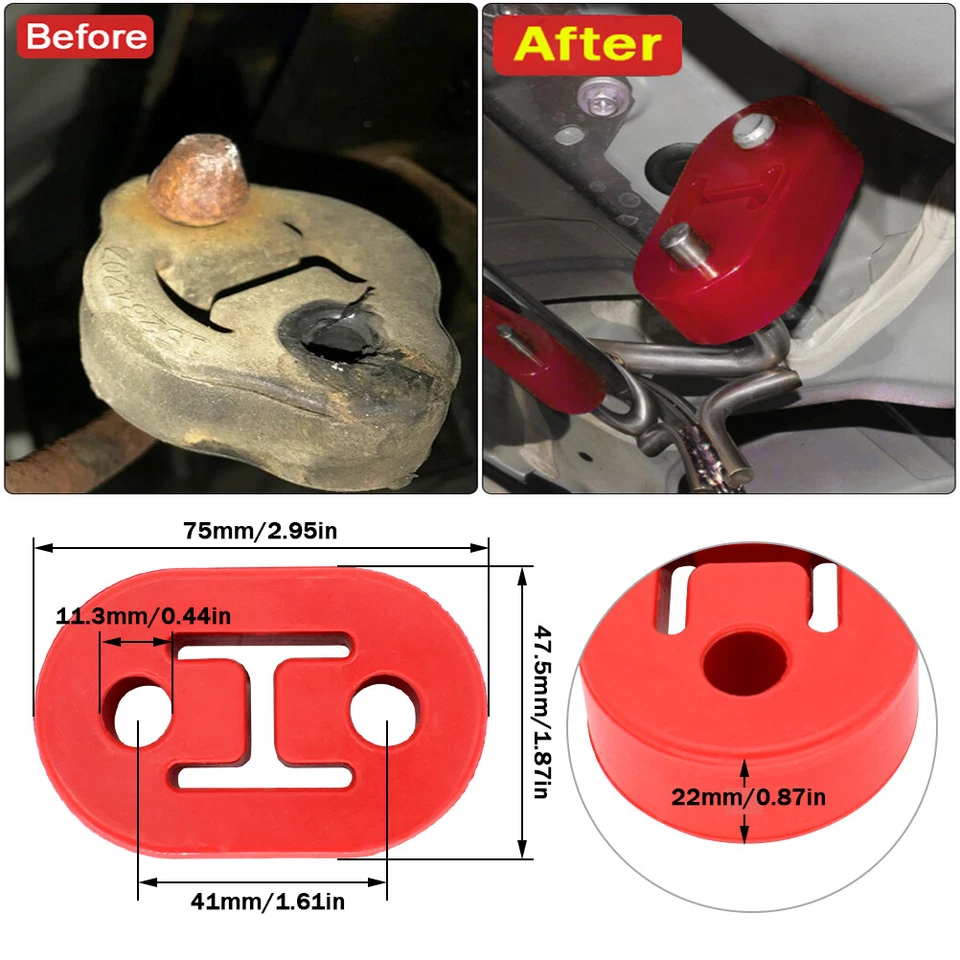 2X Rubber Polyurethane Exhaust Tail Pipe Mount Holder Brackets Hanger Insulator - Image 2 of 4