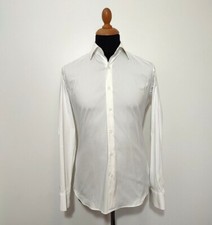 Authentic Prada Shirt Sz. 37 White Men Dress Elegant Cotton Blend Long Sleeve 