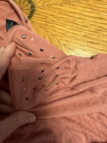 Faded Glory Pink 3/4 Sleeve Top Women's Size Small Embellished Back Shoulders - Picture 3 of 6
