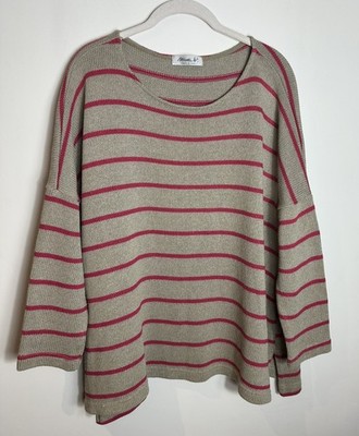 Mama B RU Pullover beige rosa gestreift Strick Baumwollmischung Gr. XL