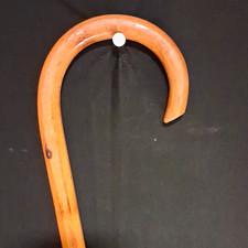 Wood C Handle Walking Cane C Cane, Brown Wood with Rubber Tip