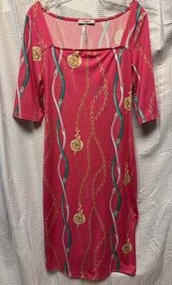 Magesteen Women's 1X Fuchia 3/4 Sleeve Chain Print Equestrian Style Boutique