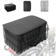 Folding Bike Basket, Metal Ebike Basket with PU Liner Bag and Waterproof Cover