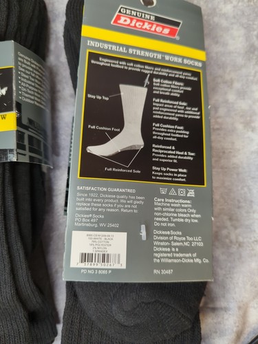 5 PAIRS MENS DICKIES INDUSTRIAL STRENGTH PERFORMANCE WORK CREW SOCKS Size 6-12 - Picture 4 of 5