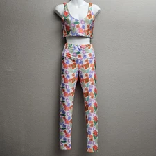 Goldsheep Womans Flower Power 2 piece Yoga Outfit Sz M Pilates Fitness Boho NWOT