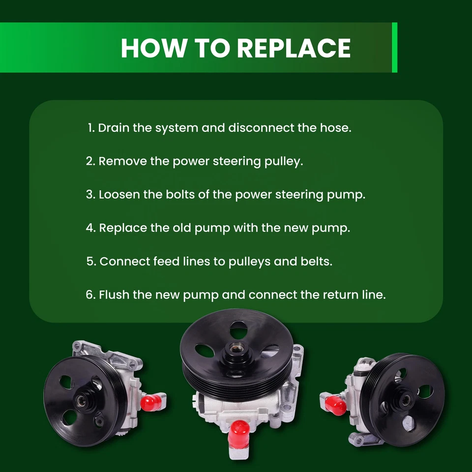 Power Steering Pump w/Pulley Fit Mercedes-Benz C240 C320 CLK55 SLK55 AMG 21-5321 Foto 3 de 4