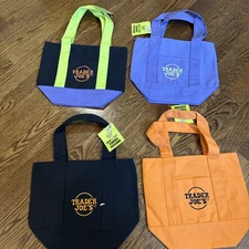 Trader Joe's Trick Or Treat 4 Mini Canvas Tote Bags Halloween Limited Ed Set NEW