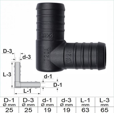 1 2 3 5 oder 10 Stück Schlauchverbinder 25 mm 25 mm RGV PA GF30 Winkel schwarz