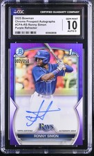 2023 Bowman #CPA-RS Ronny Simon Chrome Prospect Auto Purple Refractors #/250