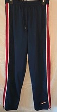 Nike Basketball Track Pants Zip Legs Large 14-16 Youth Blue White/Red Stripe