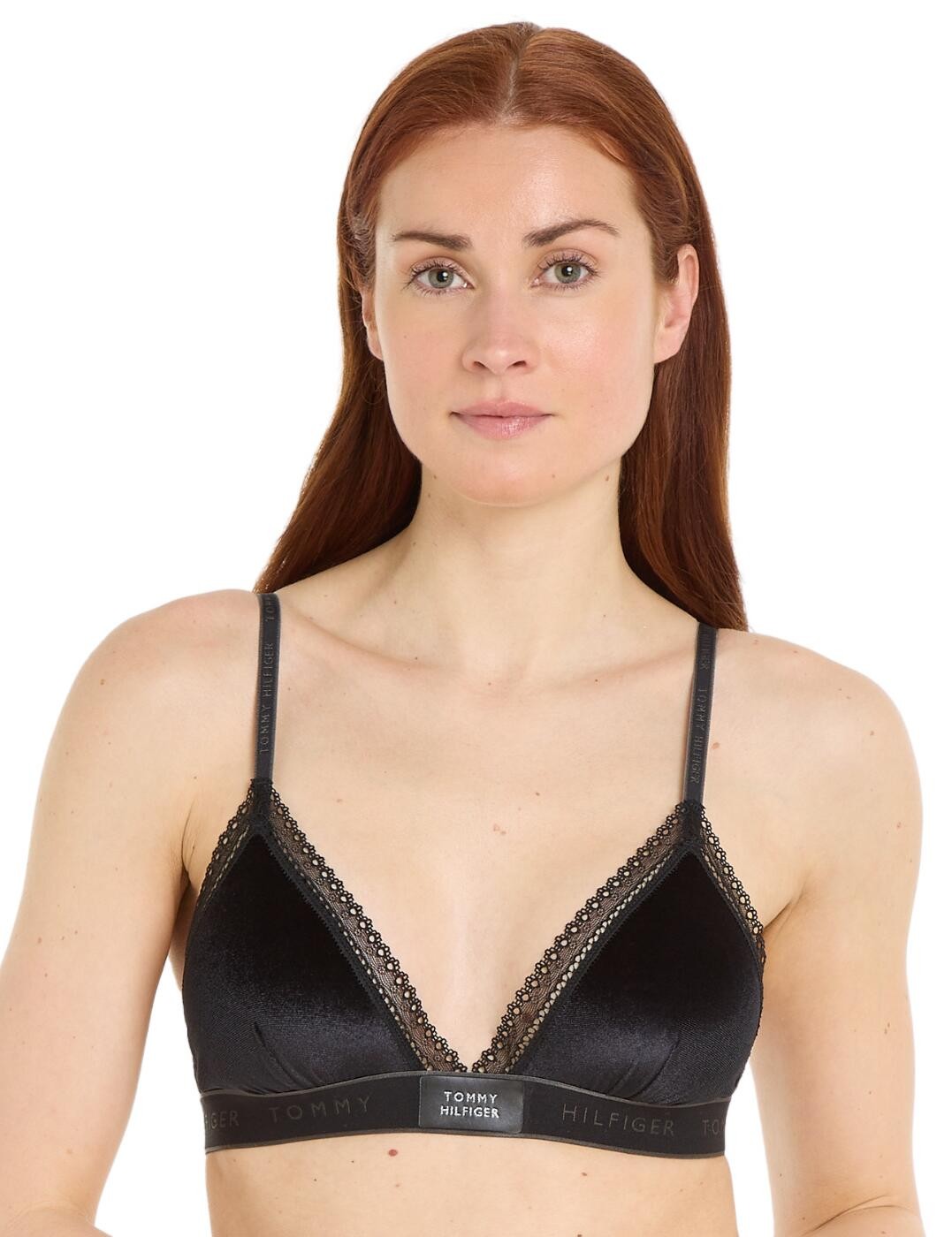 XS - 8 Tommy Hilfiger Bralette Lace Trim Velour Triangle Lingerie UW0UW04758