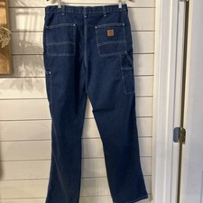Carhartt Men s Blue Work Pants Carpenter Style Utility Pocket JEANS 36/34