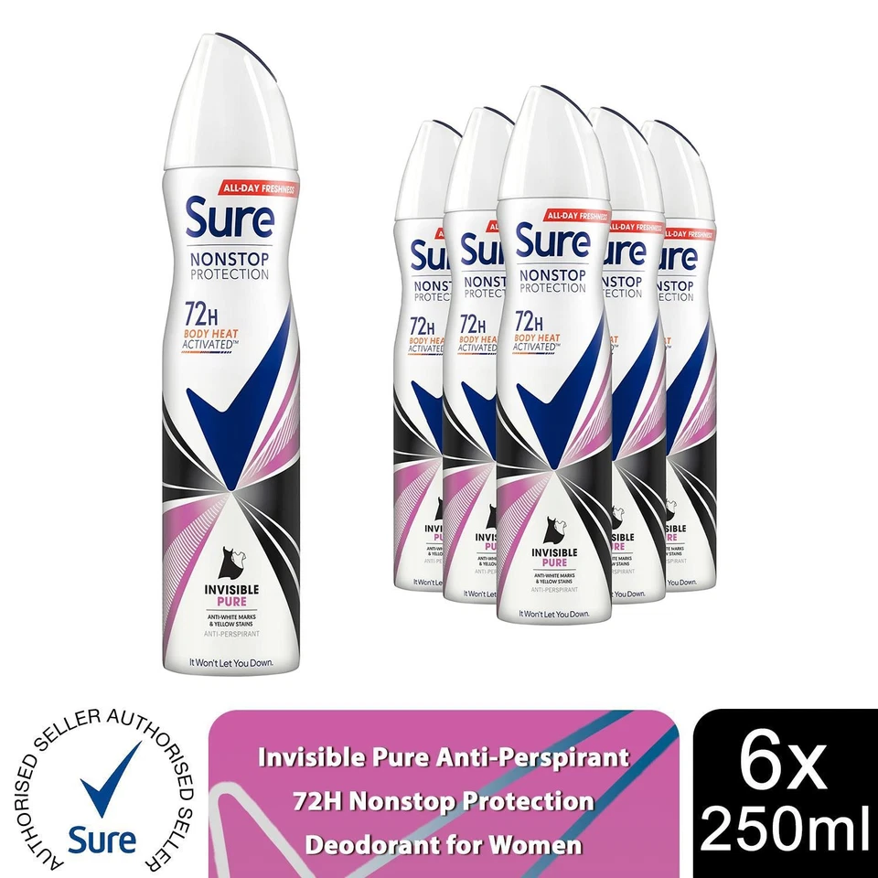 Sure Women Anti-perspirant 72H Nonstop Protection Deodorant, 250ml 6 Pack