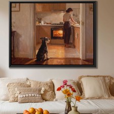 Schnauzer Dog Oil Painting Canvas Print Rustic Kitchen Decor Wall Art Artwork
