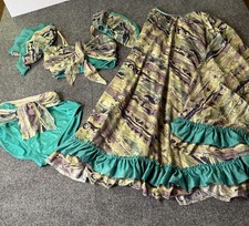 Vintage 6-Pc Belly Dance Costume Set Skirt Top Sash Briefs Armbands S/M Marbled