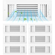 Datanly 6Pcs White 10x4" Steel 3-Way Side Air Ceiling Vent Covers HVAC Register