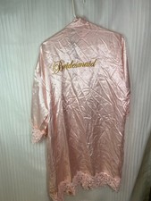 Pink Satin Bridesmaid Robe XXL Lace Trim Bridal Getting Ready Kimono NWT
