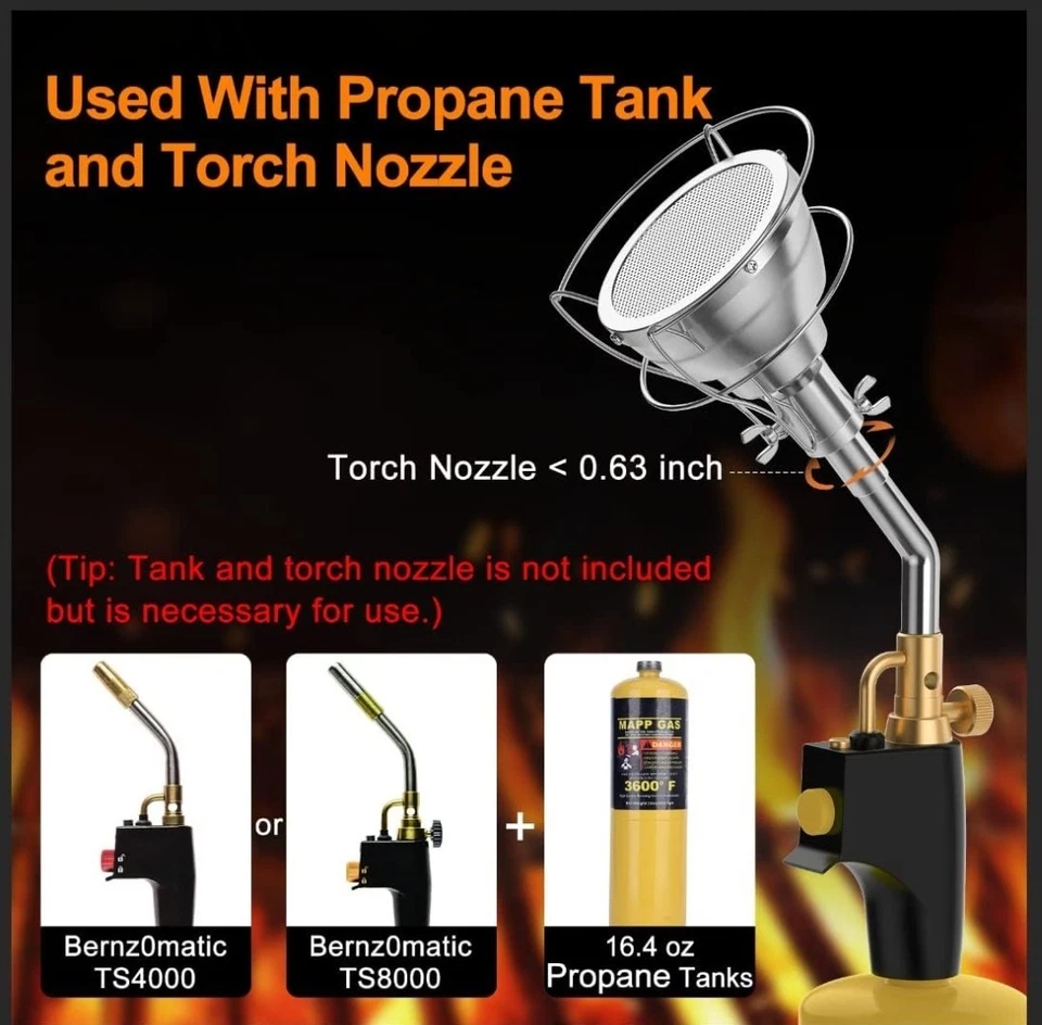 Cooking Torch Attachment, Pro Grade Chef Kitchen Food Culinary Propane Torch NEW - Image 4 of 4