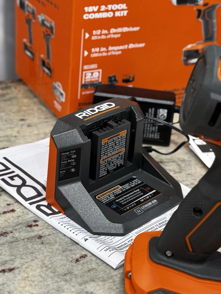 Brand New Ridgid (R92721) 18v 2 - Tool Combo Kit w/ Battery and Charger On Sale - Image 4 of 4