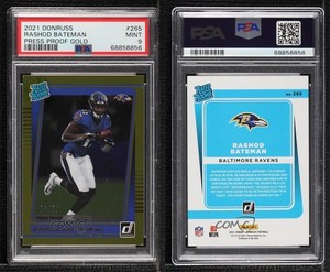 2021 Donruss Rated Press Proof Gold /50 Rashod Bateman #265 PSA 9 MINT Rookie RC