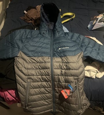 Men s Columbia Omni Heat Hooded Jacket Size Medium NWT Blue & Gray Full Zip