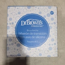 Dr. Brown’s Milestones Wide-Neck Bottle, Silicone, BPA-Free, 9oz, Turquoise, 6m+