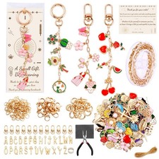 285 Pcs Keychain Making Kit, Bag Charm Kit with 92 Charms, 22 Keychain Clips,...
