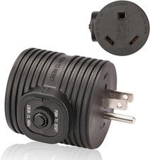 Overload Protector RV Power Adapter Plug Circuit Breaker, 30 Amp to 110 Volt RV