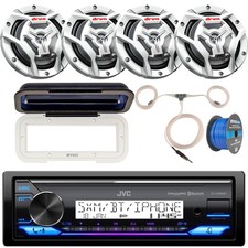 JVC Marine Bluetooth Digital Media Radio, Cover,Antenna, 4x White Speaker  Wire