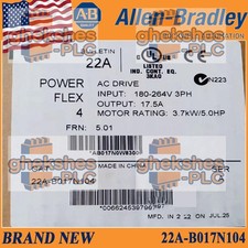 22A-B017N104  New PLC AB PowerFlex 4- 3.7 kW (5 HP) AC Drive Free Ship US