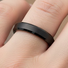 4mm Matte Black Tungsten Wedding Band – Brushed Finish With Polished Edges — photo 2