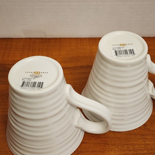 Sophie Conran Portmeiron White Grooved Porcelain Mugs (Set of 2) Brand NEW - Foto 6 di 10