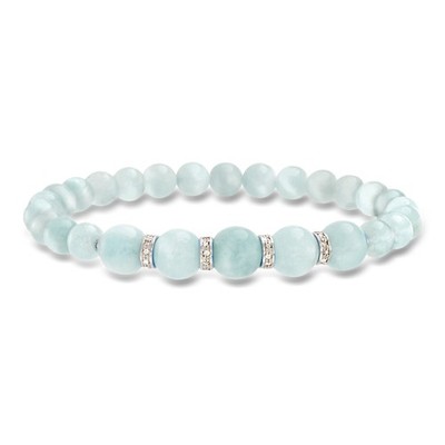 Ross-Simons Aqua & Diamond Brclt w Silver