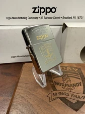 Zippo Windproof Lighter D-DAY 50 YEARS 1944-1994 SILVER PLATE Limited 1000 NEW