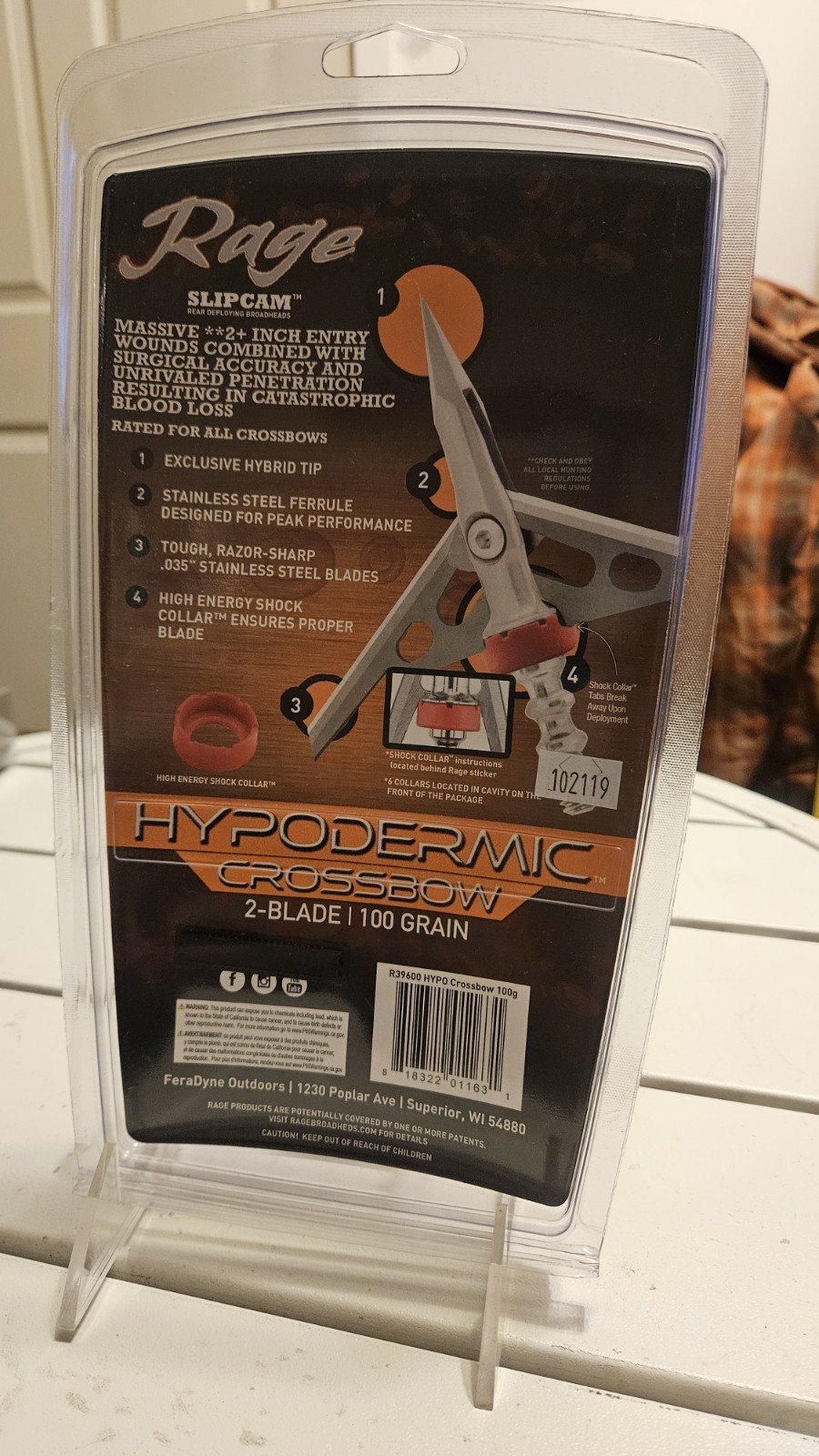 Rage Slipcam 2 Blade 100 Grain 39600 Hypodermic Crossbow Broadhead - 3 Pack New