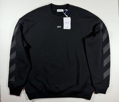  Off-White Crewneck Sweatshirt Black White Graphic Print Logo Size L 