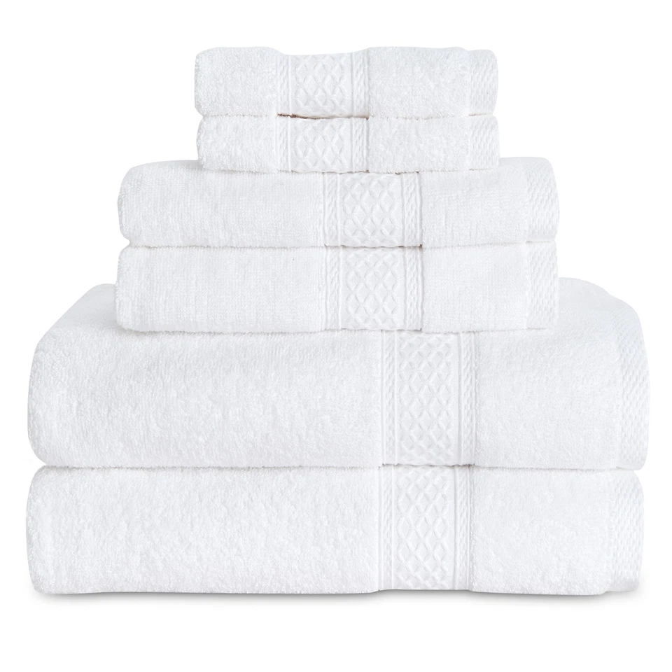 Juegos de 6 toallas de baño 100 % algodón, toallas altamente absorbentes para baño hotel Foto 2 de 4