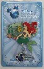 Disney Vacation Club DVC 2019 The Little Mermaid Ariel Dangle Pin LE 3500