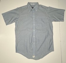 VINTAGE Manhattan ShirtMakersOxford Button Down Shirt Size 16 Blue Short Sleeve