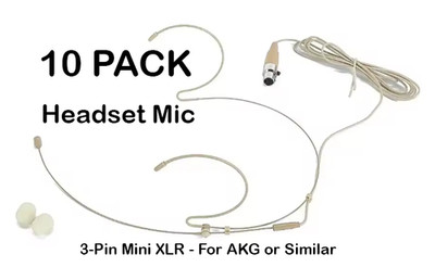 10 x beige Kopfhörer Mikrofone Mini 3-Pin XLR für AKG Samson LD Systeme UK Mikrofon